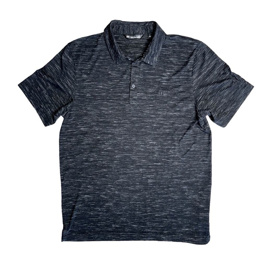 TRAVIS MATHEW Heather Black Short Sleeve Golf Polo Shirt Men’s